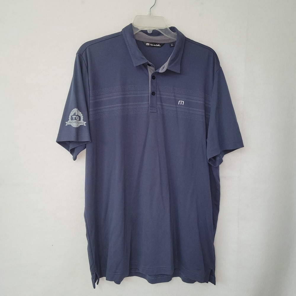 Travis Mathew XXXL Golf Polo Shirt‎ TG Promotions Logo Blue Gray Mens